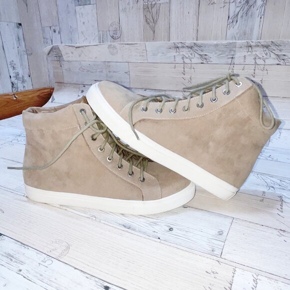 Guilty Soles Jenna Tan Vegan Suede High Top Sneaker - Picture 3 of 5